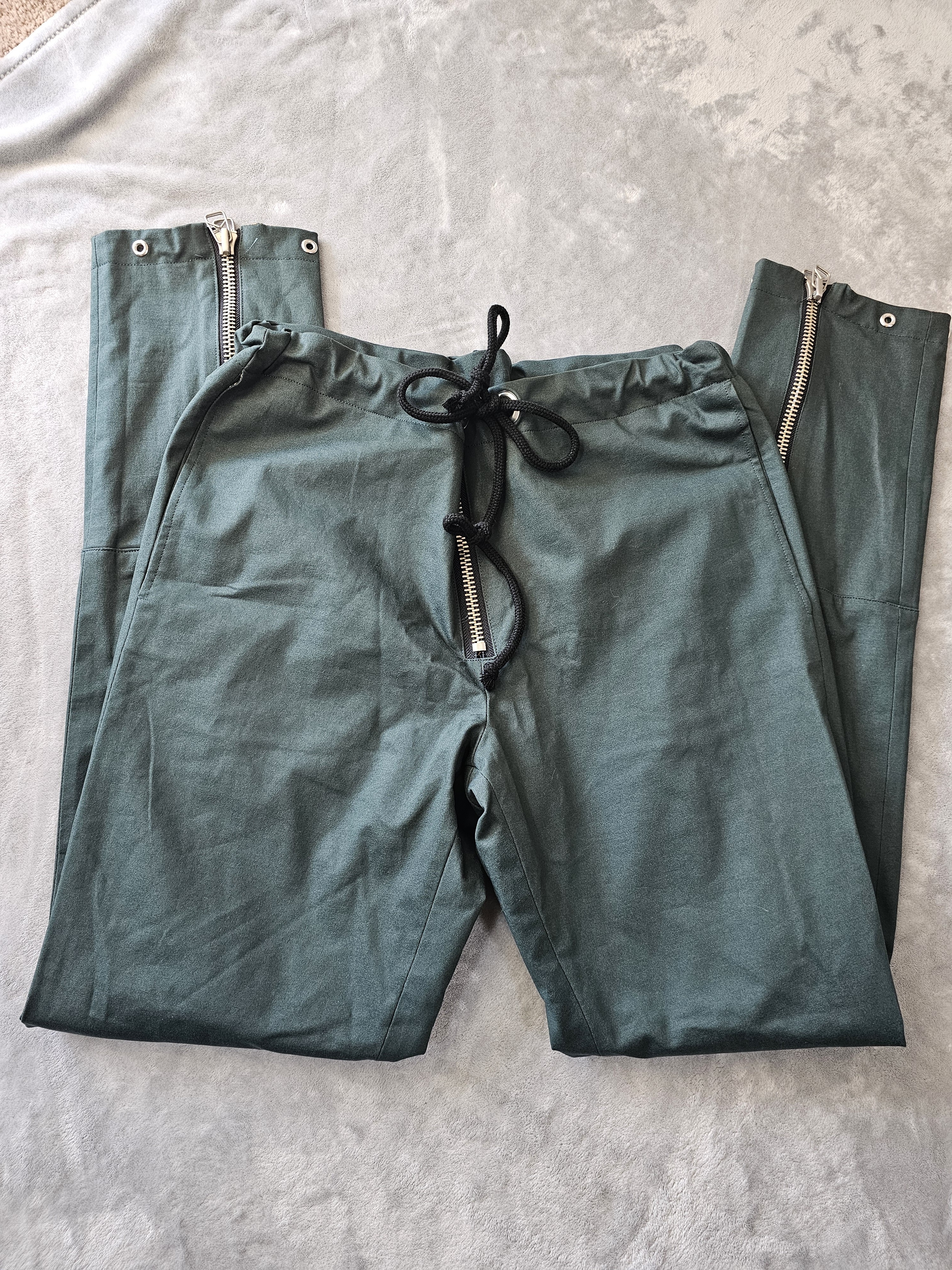 Tim Hamilton Dark Green Drawstring Jogger Pants With Zipper Accents Sz L
